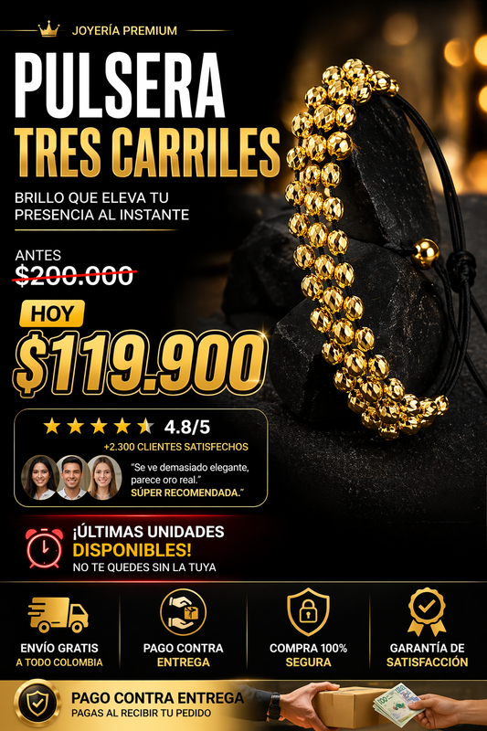 Pulsera 3 Carriles Oro Laminado
